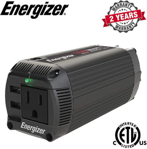 EN150 - Energizer 150 Watts Dual Power Inverter 12V to 110V, Modified Sine Wave Car Inverter, 110 Volts AC Outlet, Cigarette Lighter Adapter and 2 USB Ports