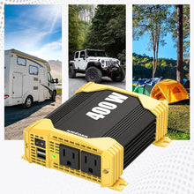 Load image into Gallery viewer, Krieger 400 Watt 12V DC to 110V AC Car Power Inverter, Modified Sine Wave, 2 Outlets, 2 USB Ports, Cigarette Lighter Plug & Clamps - ETL Certified to UL and CSA Standard.