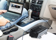 Load image into Gallery viewer, Energizer 500 Watt Power Inverter 12V image of connection to car and laptop
