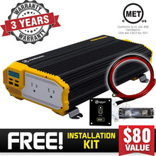 Load image into Gallery viewer, Krieger 2000 Watts Power Inverter 12V to 110V image of warranty and installation kit
