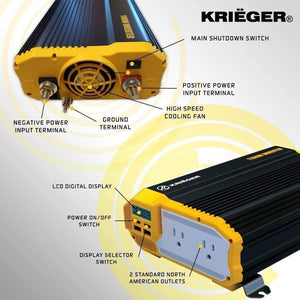 Krieger 2000 Watts Power Inverter 12V to 110V image of features