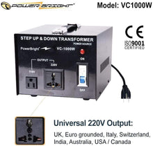 Load image into Gallery viewer, VC1000W PowerBright Step Up &amp; Down Transformer universal 220v output
