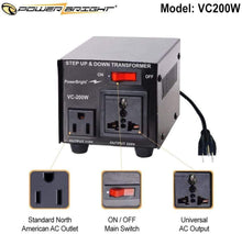 Load image into Gallery viewer, VC200W PowerBright Step Up &amp; Down Transformer image of features
