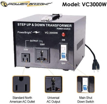Load image into Gallery viewer, VC3000W PowerBright 3000 Watts Voltage Transformer image of features
