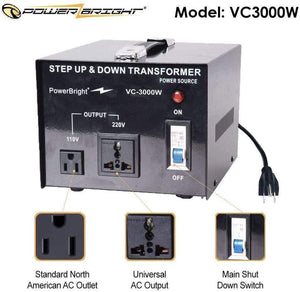 VC3000W PowerBright 3000 Watts Voltage Transformer image of features
