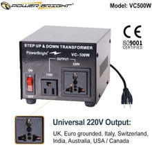 Load image into Gallery viewer, VC500W PowerBright Step Up &amp; Down Transformer image of universal output
