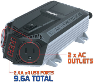 Energizer 500 Watt Power Inverter 12V image 9.6A compatible USB