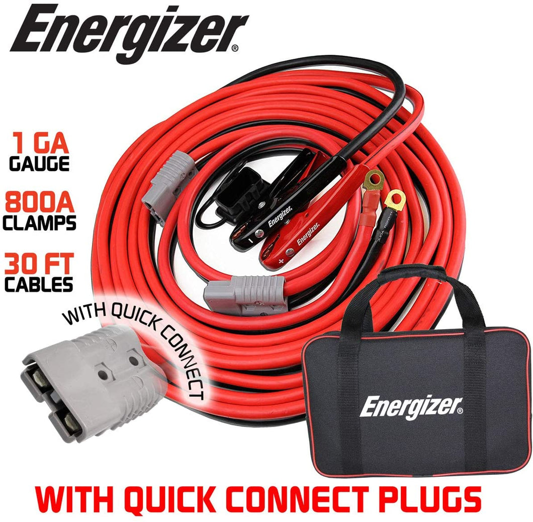 ENB130 Energizer 1 Gauge 30' Kit - Permanently Install these Jumper Cables with Quick Connect - 30 Ft Allows You to Boost a Battery from Behind a Vehicle - Jump-Starters.com roadside assistance store