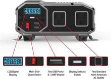 Load image into Gallery viewer, ENERGIZER 2000 Watt 12V Power Inverter image of front features 

