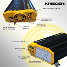 Load image into Gallery viewer, Krieger 2000 Watts Power Inverter 12V to 110V image of features
