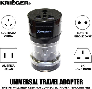 KRIGER Small Size Worldwide International Travel Plug Adapter Kit  image of universal travel adapter
