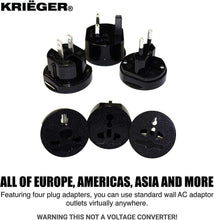 Load image into Gallery viewer, KRIGER Small Size Worldwide International Travel Plug Adapter Kit  image of four plug adapters
