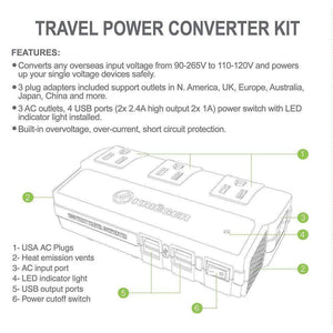 KRV200-W 200 Watt Travel Kit Converter with USB charger image of features