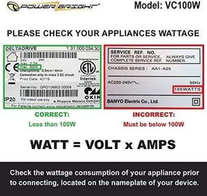 VC100W PowerBright (100W) image of wattage