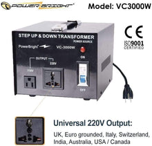 Load image into Gallery viewer, VC3000W PowerBright 3000 Watts Voltage Transformer image of universal output

