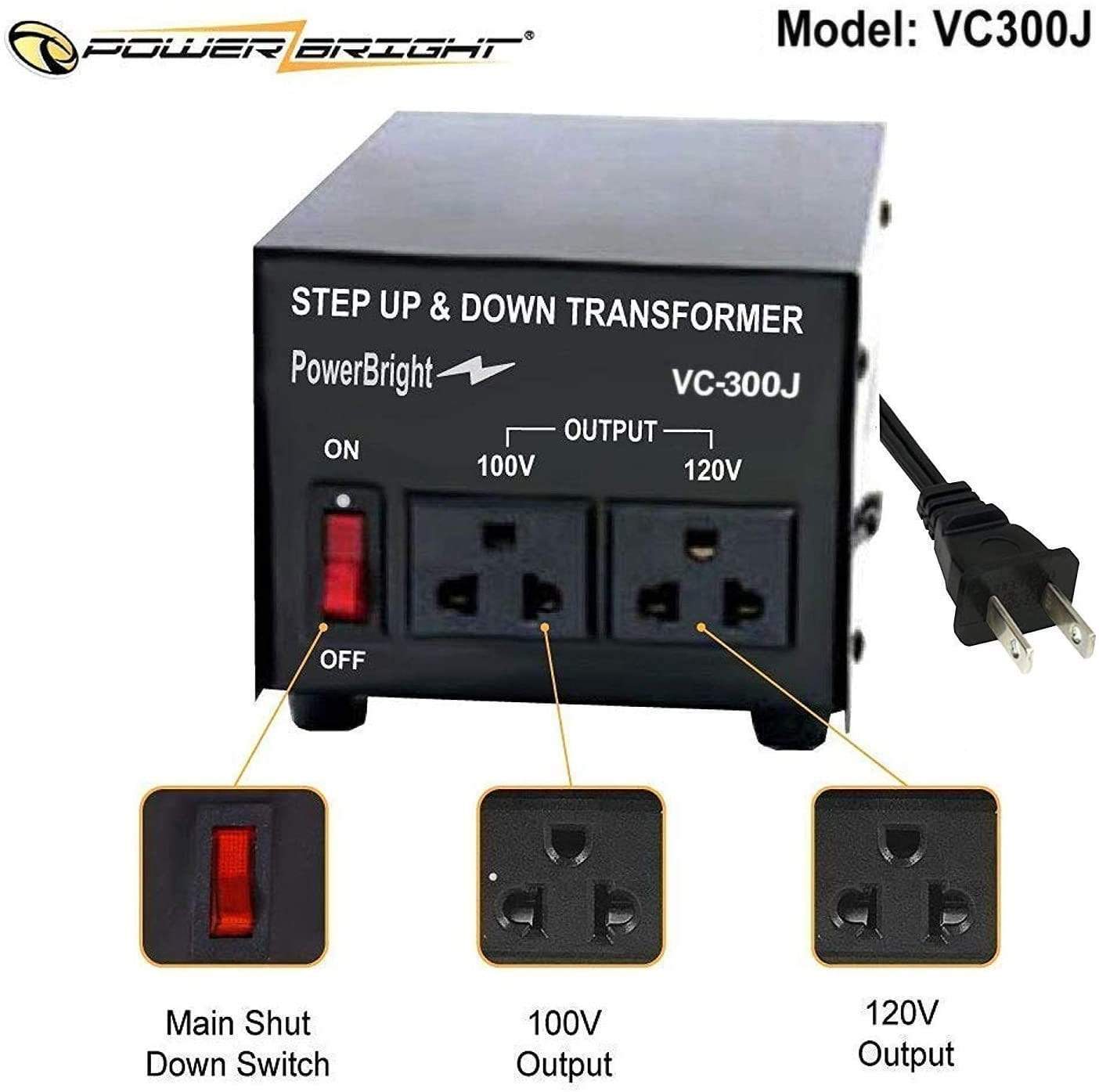 VC300J PowerBright 300 Watts Japanese Voltage Transformers
