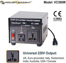 Load image into Gallery viewer, VC300W PowerBright Step Up &amp; Down Transformer image of universal output
